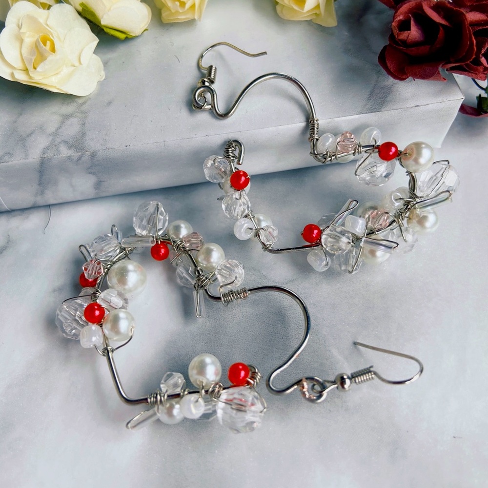 Heart-shaped handmade earrings